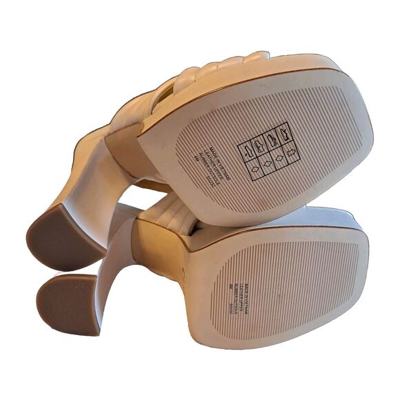 Michael Kors Portia Slip-On Quilted Platform Leather Sandals Cream Womens Sz 6M - Picture 10 of 16